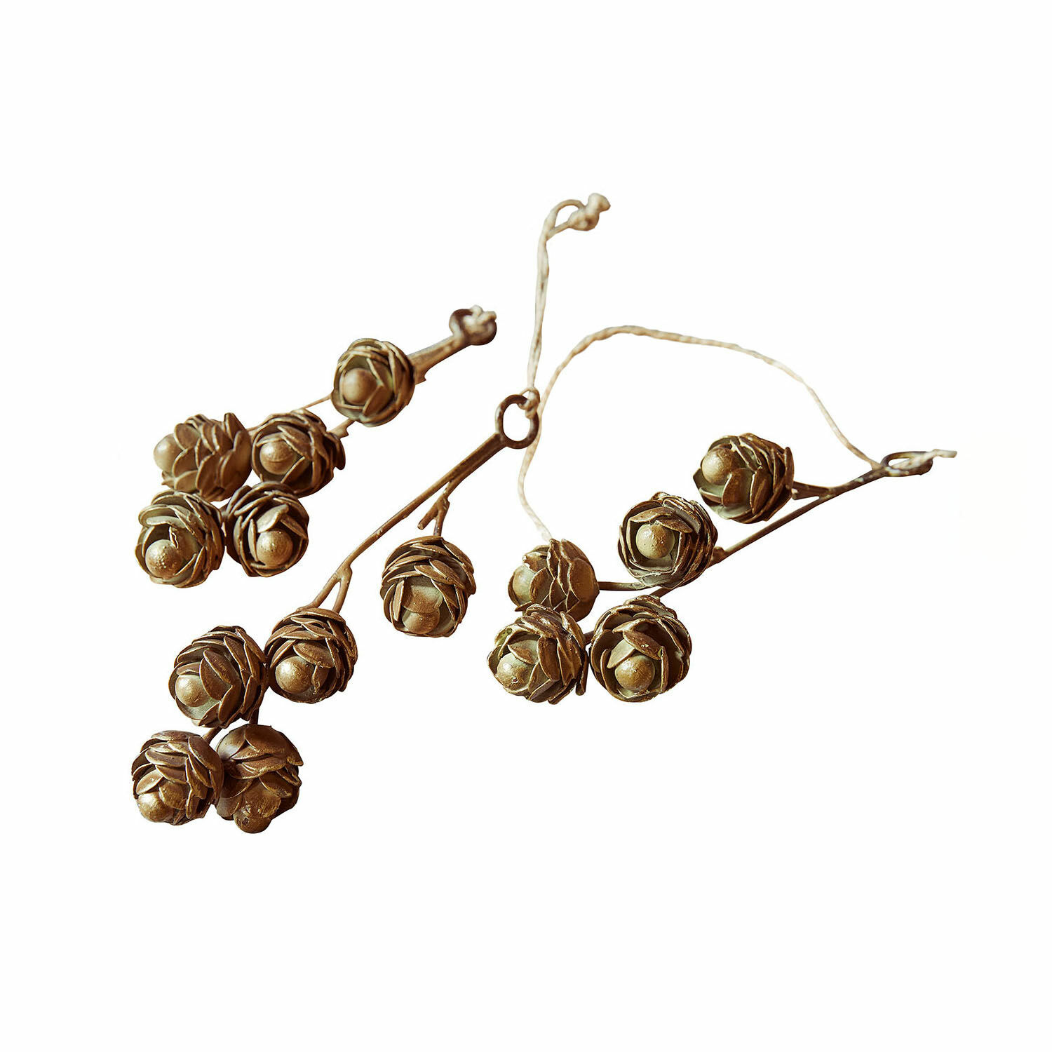 Hanger set van 3 Lazimra Decoratieve takken met bruine dennenappels aan touw voor interieur- en kerstdecoratie