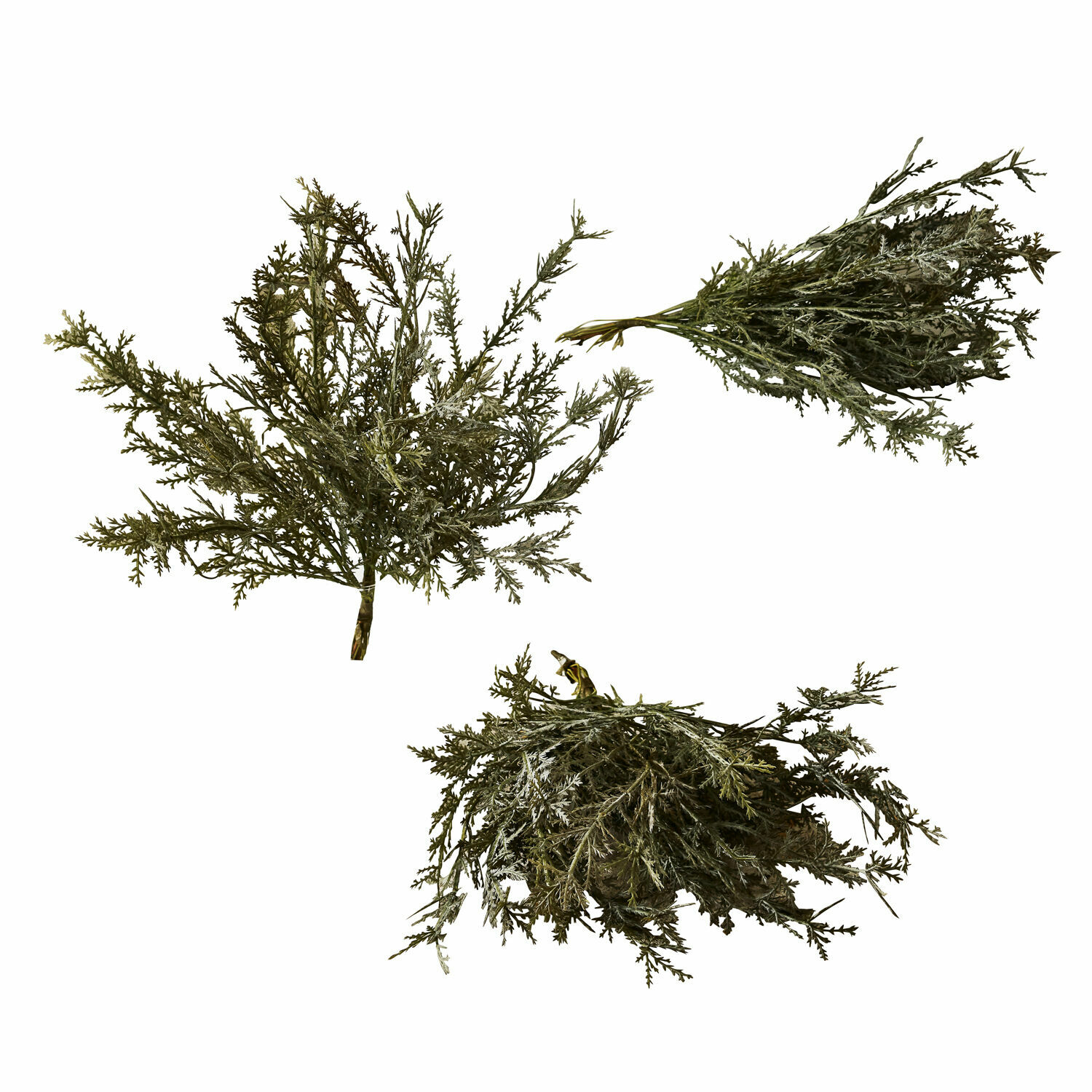 Sierbloem set van 3 Emmet Set van drie groene takken met naalden voor kerst- en interieurdecoratie