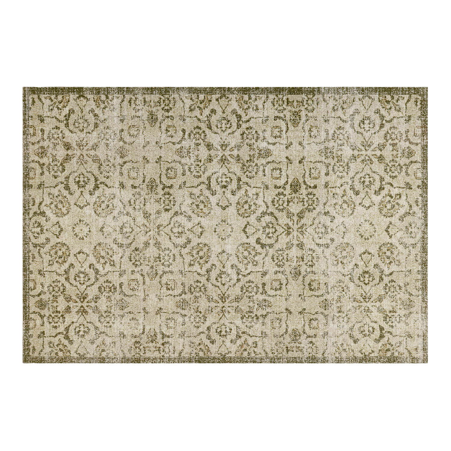 Vloerkleed Calperino Vintage vloerkleed met beige-groen patroon, zacht materiaal, stijlvolle interieurdecoratie