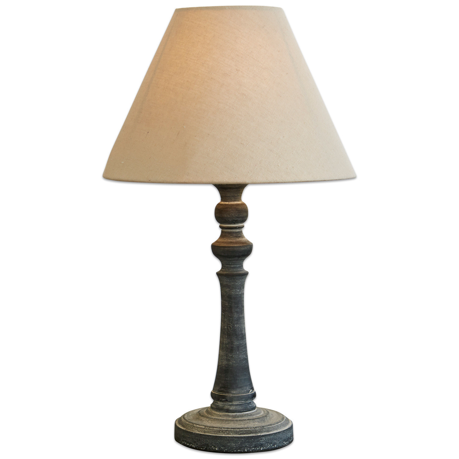 Tafellamp Withby Klassieke tafellamp met beige kap en donkere houten voet voor woonkamer