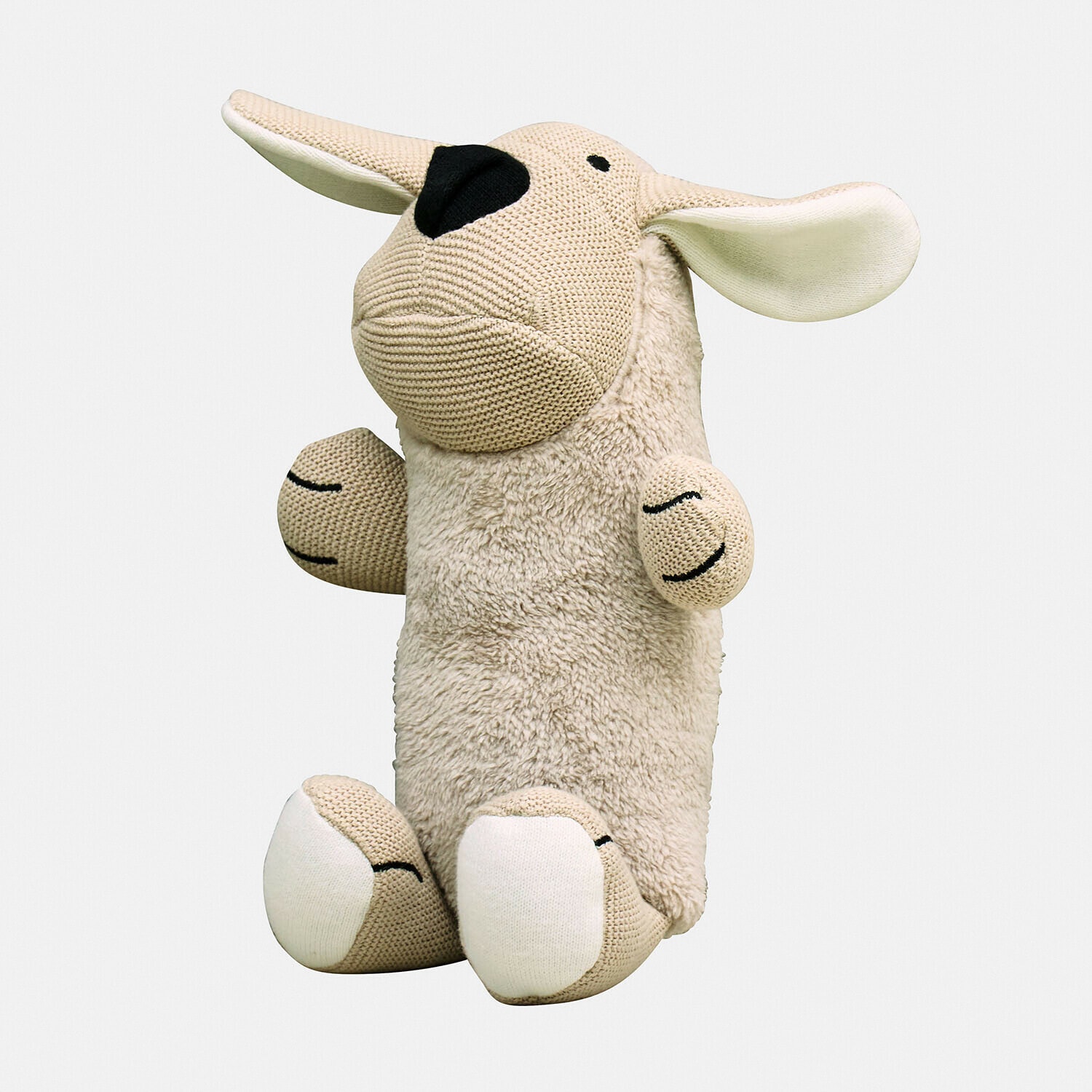 Hondenspeeltje Wuffie Knuffel schaap van beige gebreide stof en zachte pluche, knuffelspeelgoed en kinderdecoratie