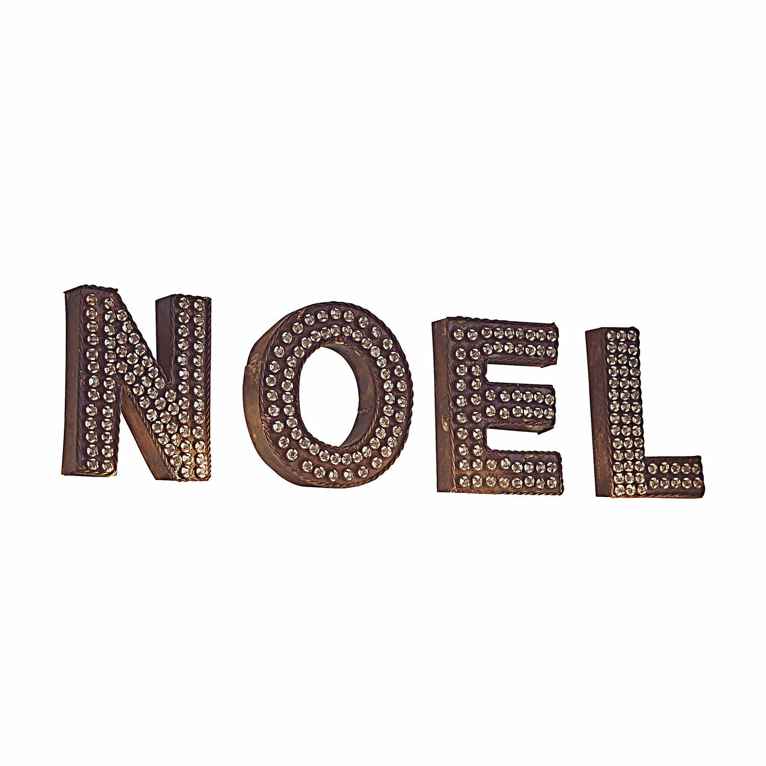 Letters NOEL NOEL Decoratieve NOEL letters van donker metaal met kristallen versiering, feestelijke kerstdecoratie