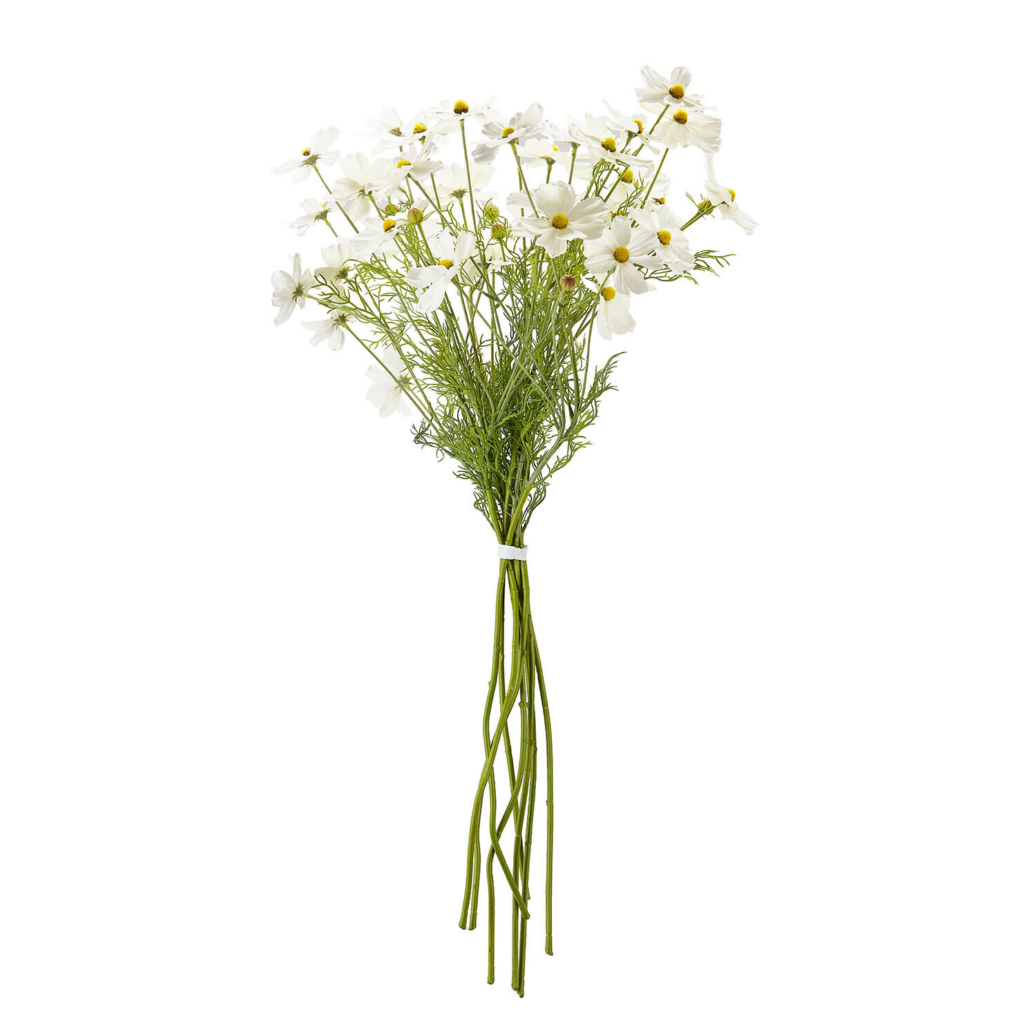 Boeket witte bloemen met groene stelen en fijne bladeren voor interieurdecoratie
