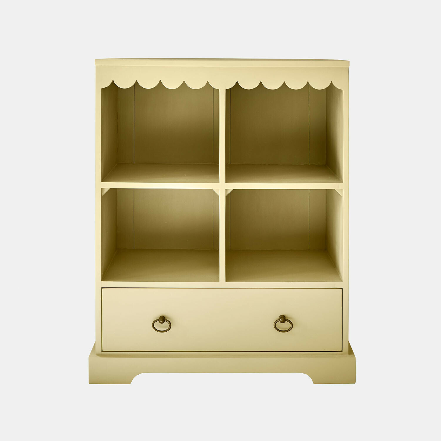 Open kast voor kinderen Frollin Beige houten kast met vier vakken en een lade, praktische opbergmeubel voor woonkamer