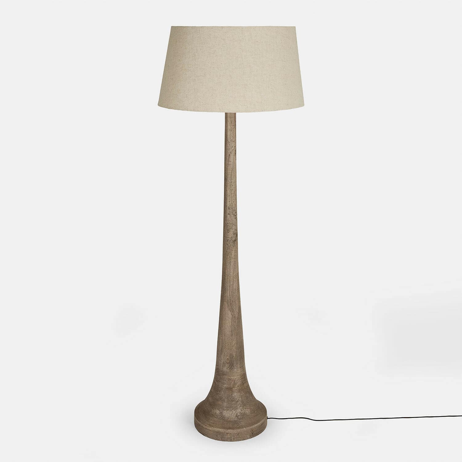 Vloerlamp Helsfjord Staande lamp met houten voet en beige lampenkap, modern design voor sfeerverlichting