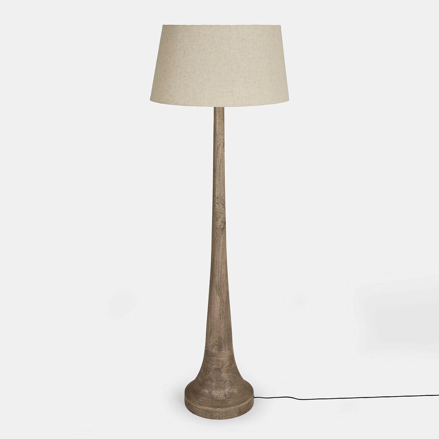 Vloerlamp Helsfjord Staande lamp met houten voet en beige lampenkap, modern design voor sfeerverlichting