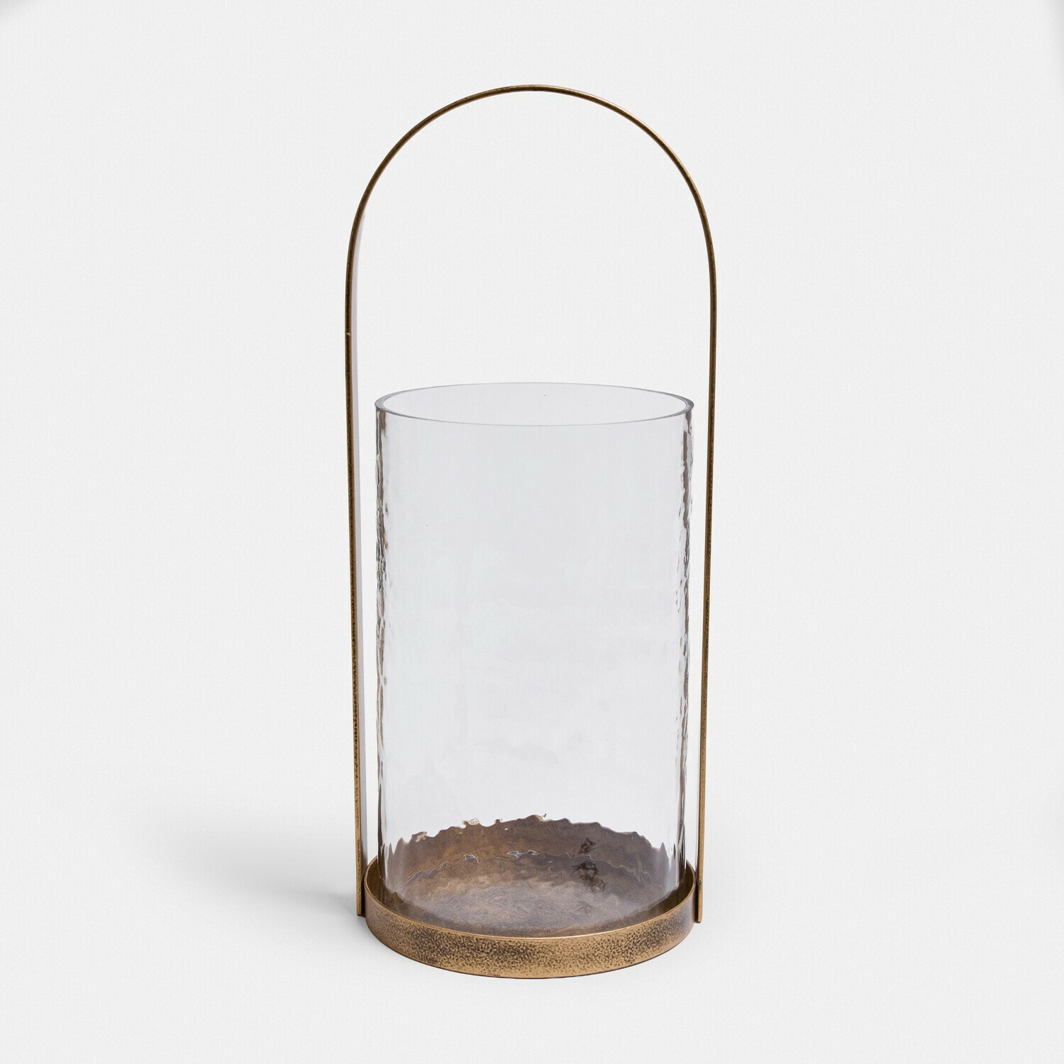 Glazen lantaarn van helder glas met vintage messing metalen frame en handvat