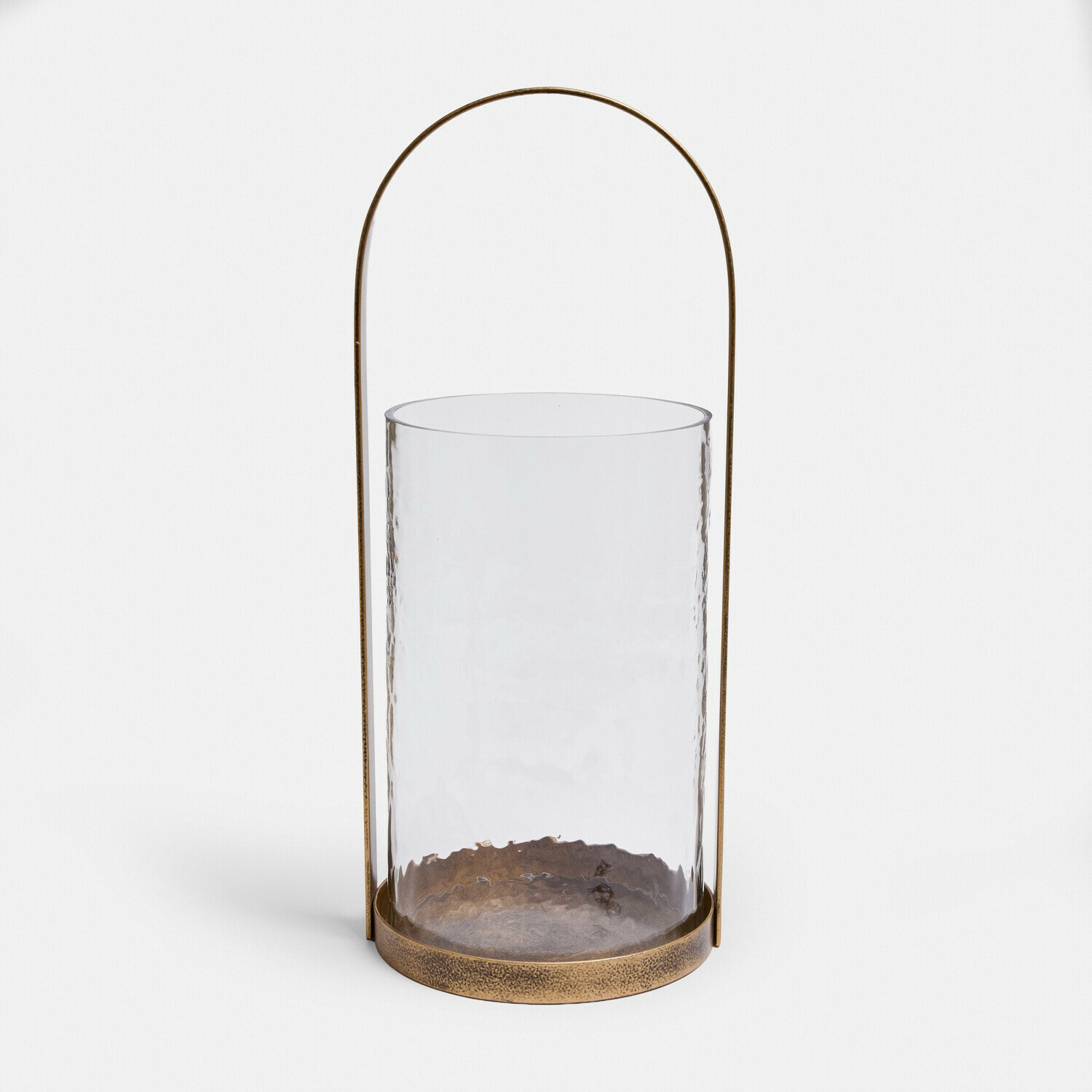 Windlicht Omirah Glazen lantaarn van helder glas met vintage messing metalen frame en handvat