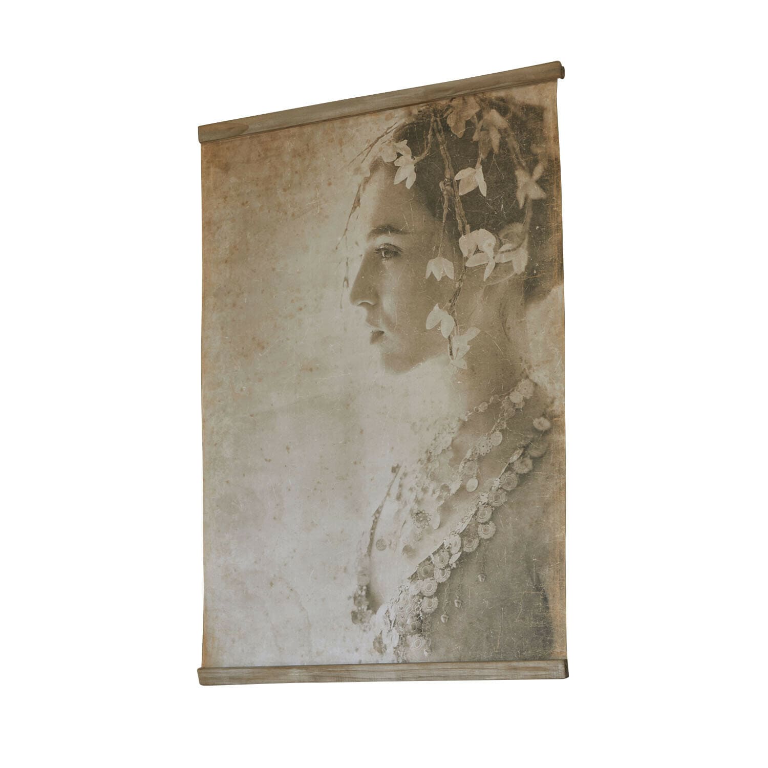 Canvas met vintage portret van vrouw in bruine en beige tinten