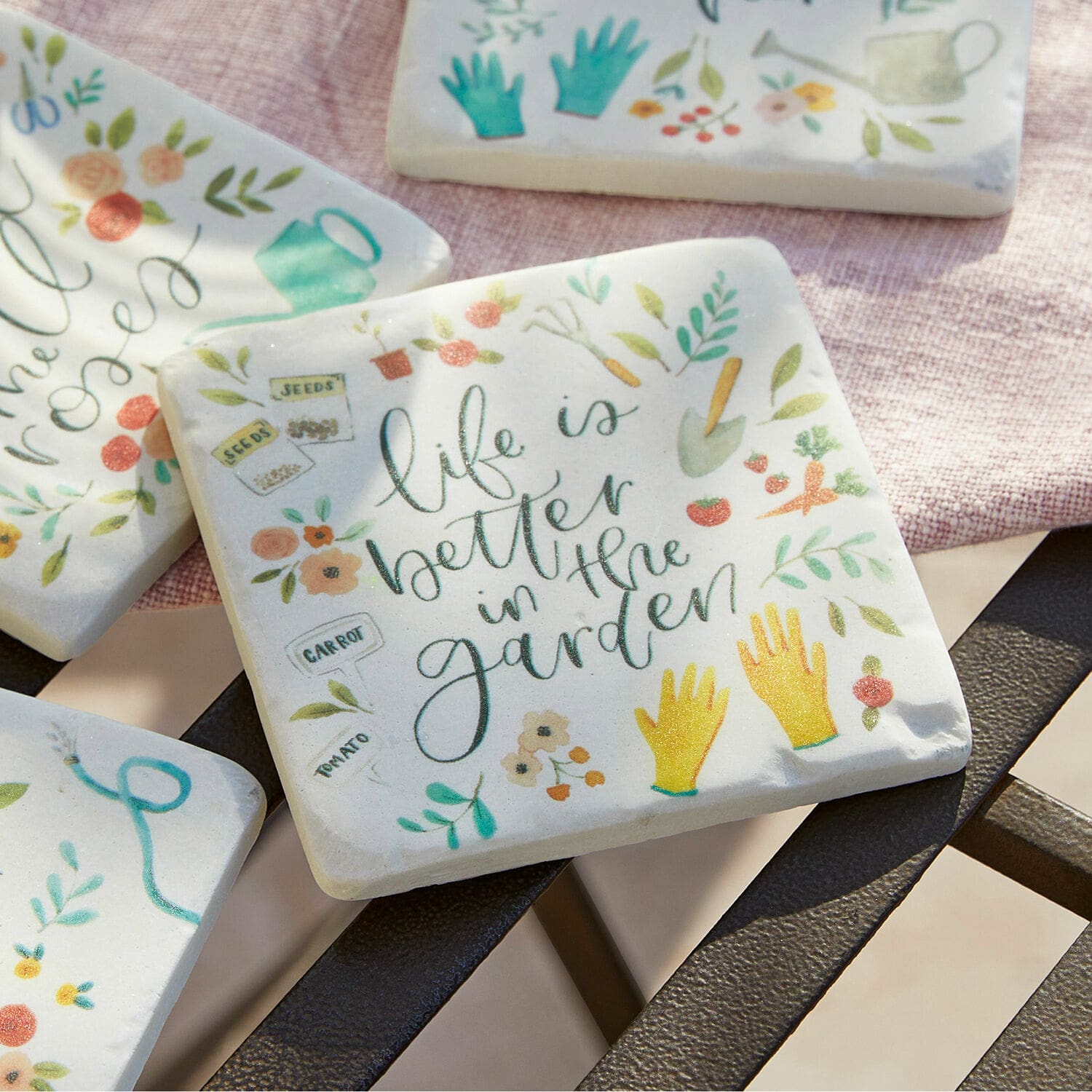 Onderzetter set van 4 Happy