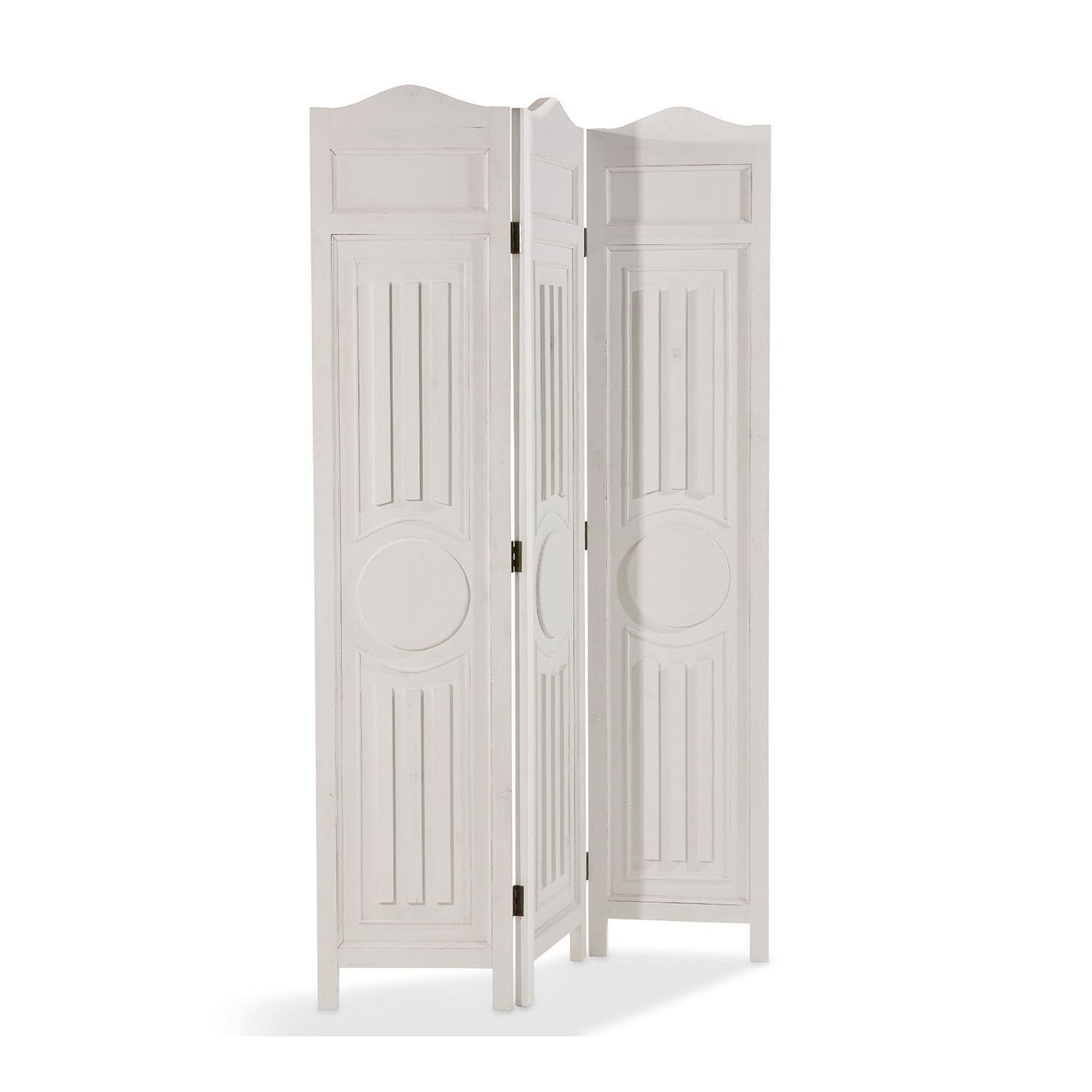 Roomdivider Perineau Witte houten kamerscherm met decoratieve panelen, praktisch meubel voor interieurinrichting