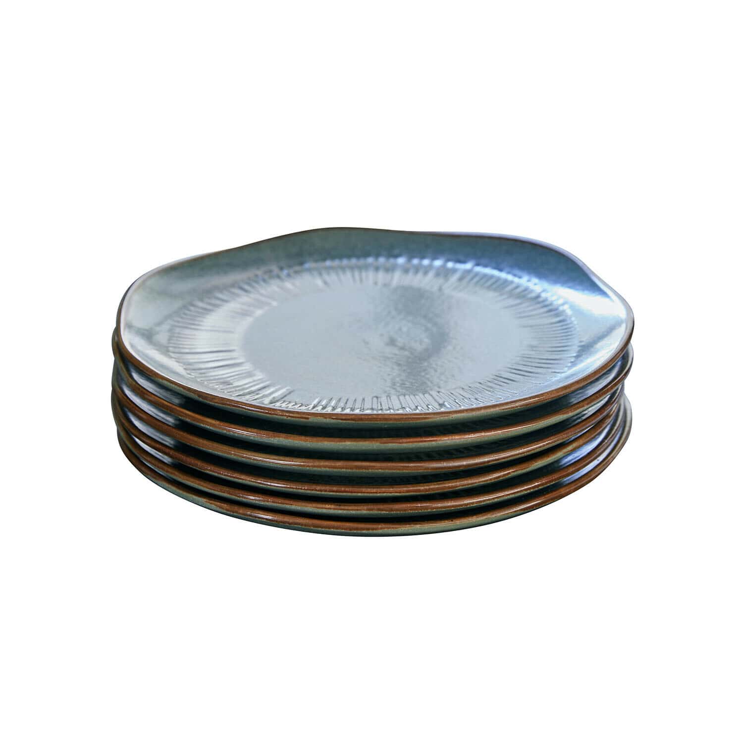 Dessertbordje set van 6 Périers Set van zes keramische borden in blauwbruine kleur voor het serveren van gerechten