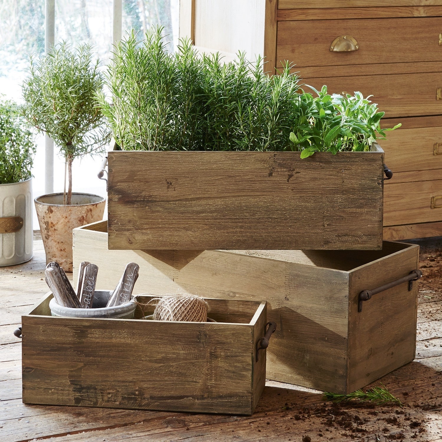 Houten kist set van 3 Mell