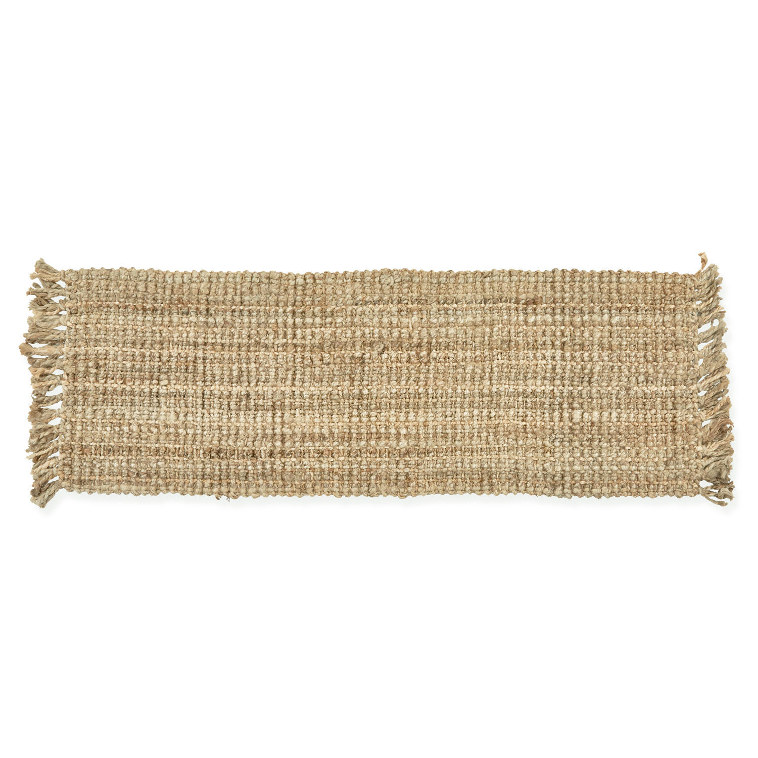 Vloerkleed Hermitage Beige jute vloerkleed met franjes aan de zijkanten, natuurlijk materiaal, vloerdecoratie