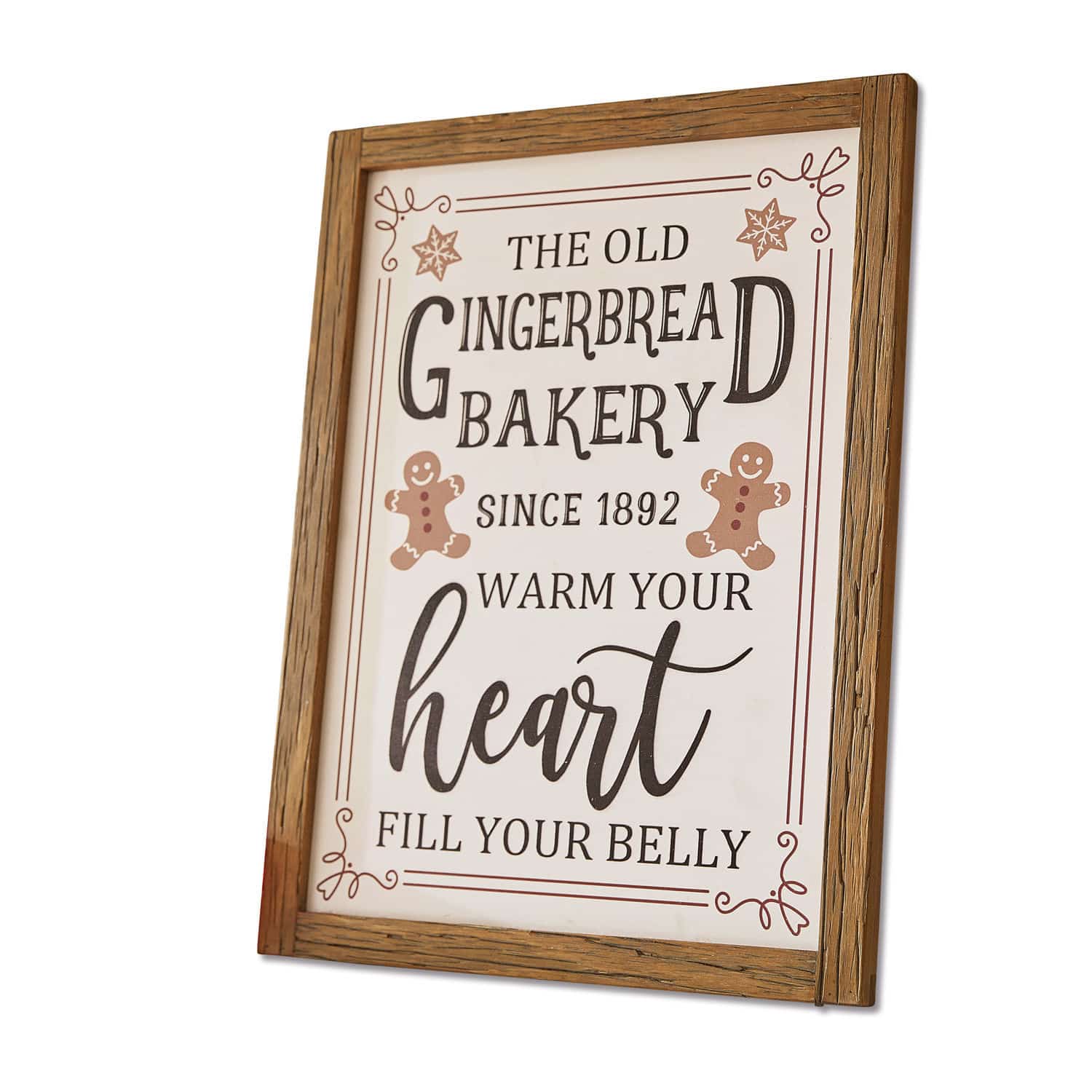 Decoboard Bakery Houten lijst met tekst over peperkoekbakkerij en peperkoekmannetjes decoratie, wanddecoratie