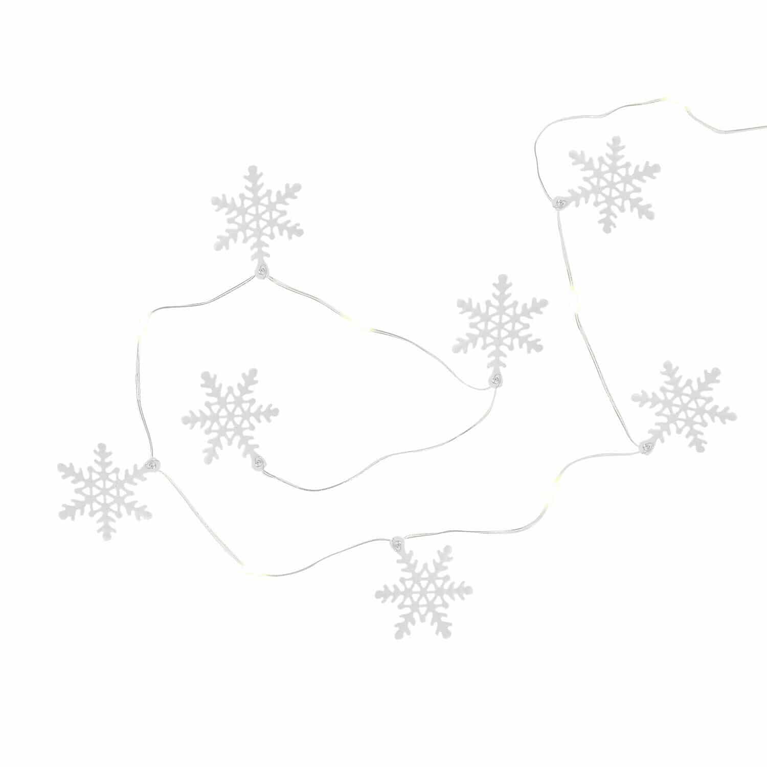 Lichtsnoer Azmira Lichtsnoer met witte sneeuwvlokken aan dunne draad voor winterse decoratie