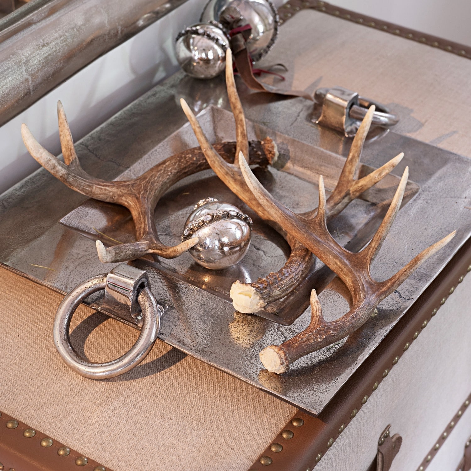 Decoratie geweien set van 3 Antier
