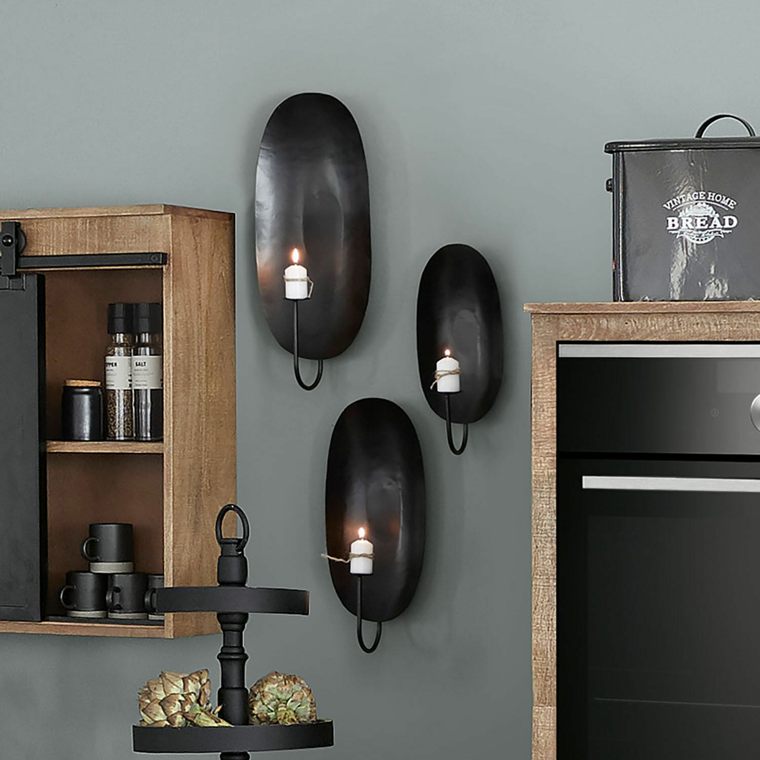 Wandkaarsenhouder set van 3 Lappion