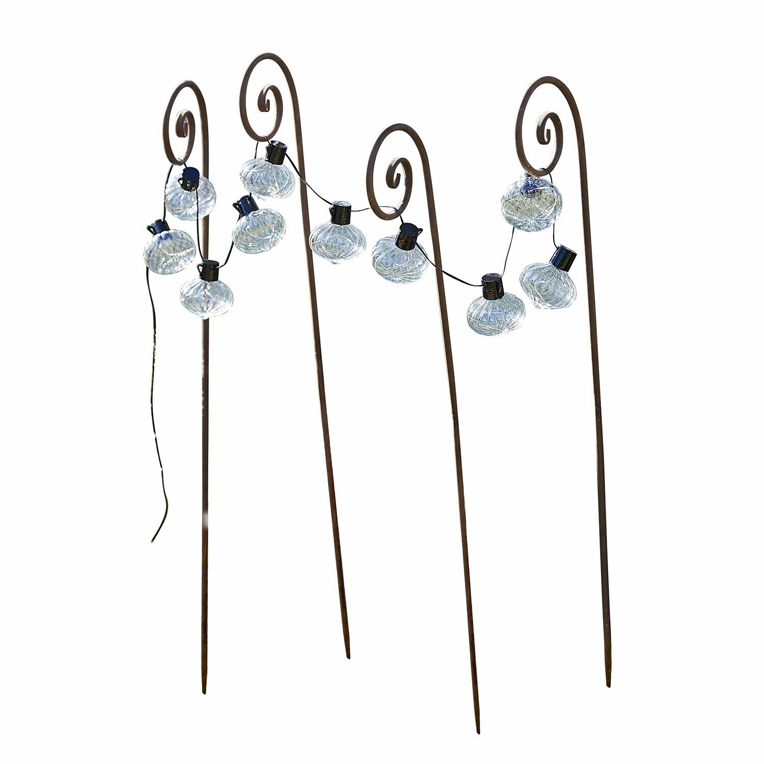 Tuindecoratie set van 4 Sornàs Decoratieve metalen haken met transparante LED-lampjes voor tuin of terras