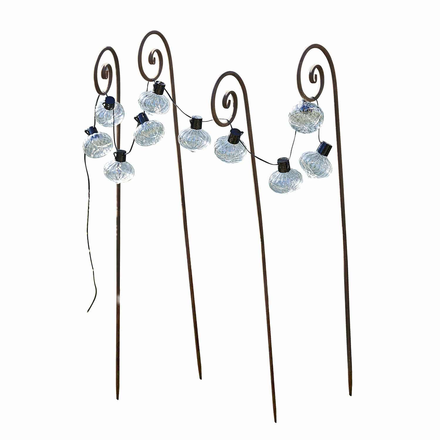 Tuindecoratie set van 4 Sornàs Decoratieve metalen haken met transparante LED-lampjes voor tuin of terras