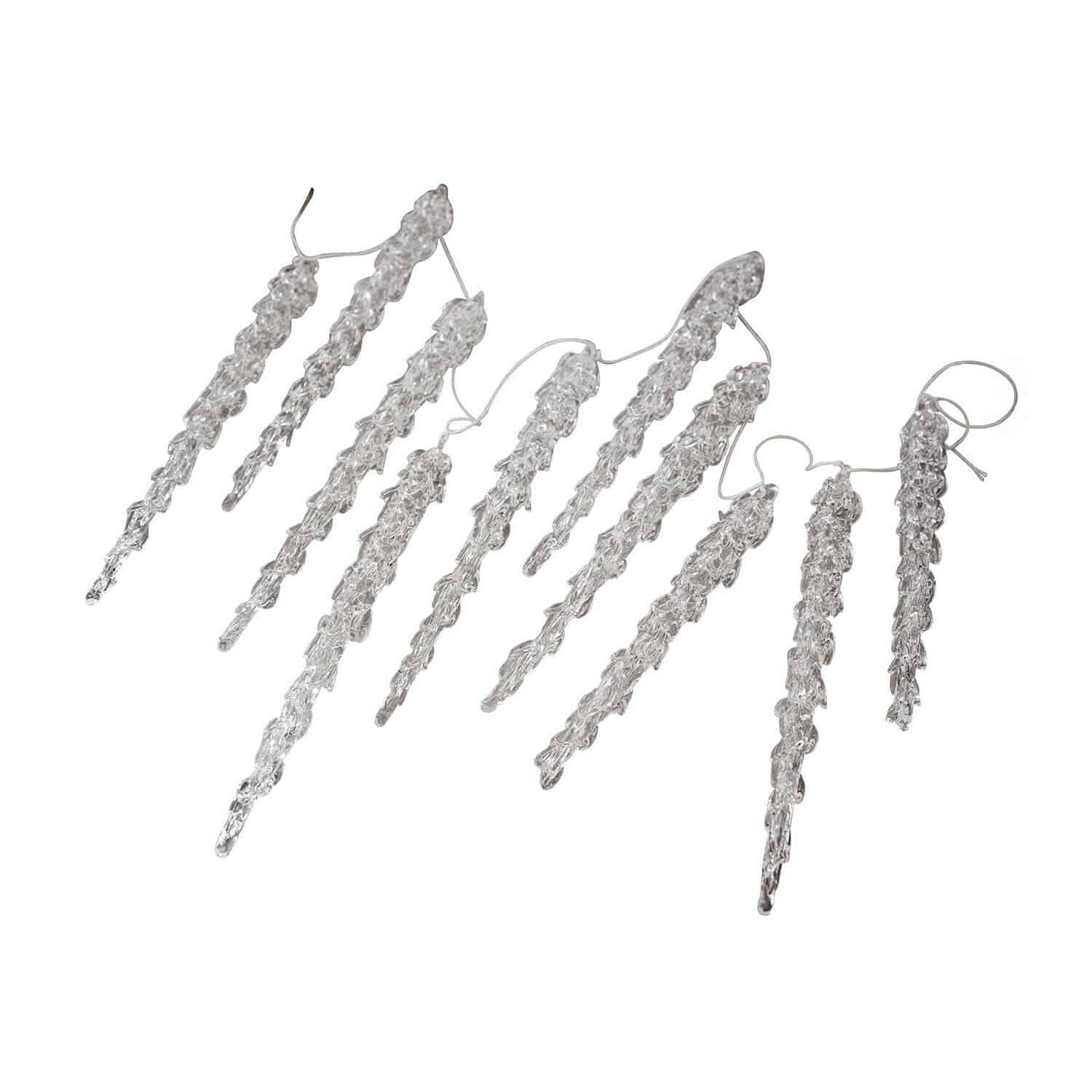 Guirlande Zalitha Decoratieve transparante glazen ijspegels aan draad voor feestelijke verlichting en winterdecoratie