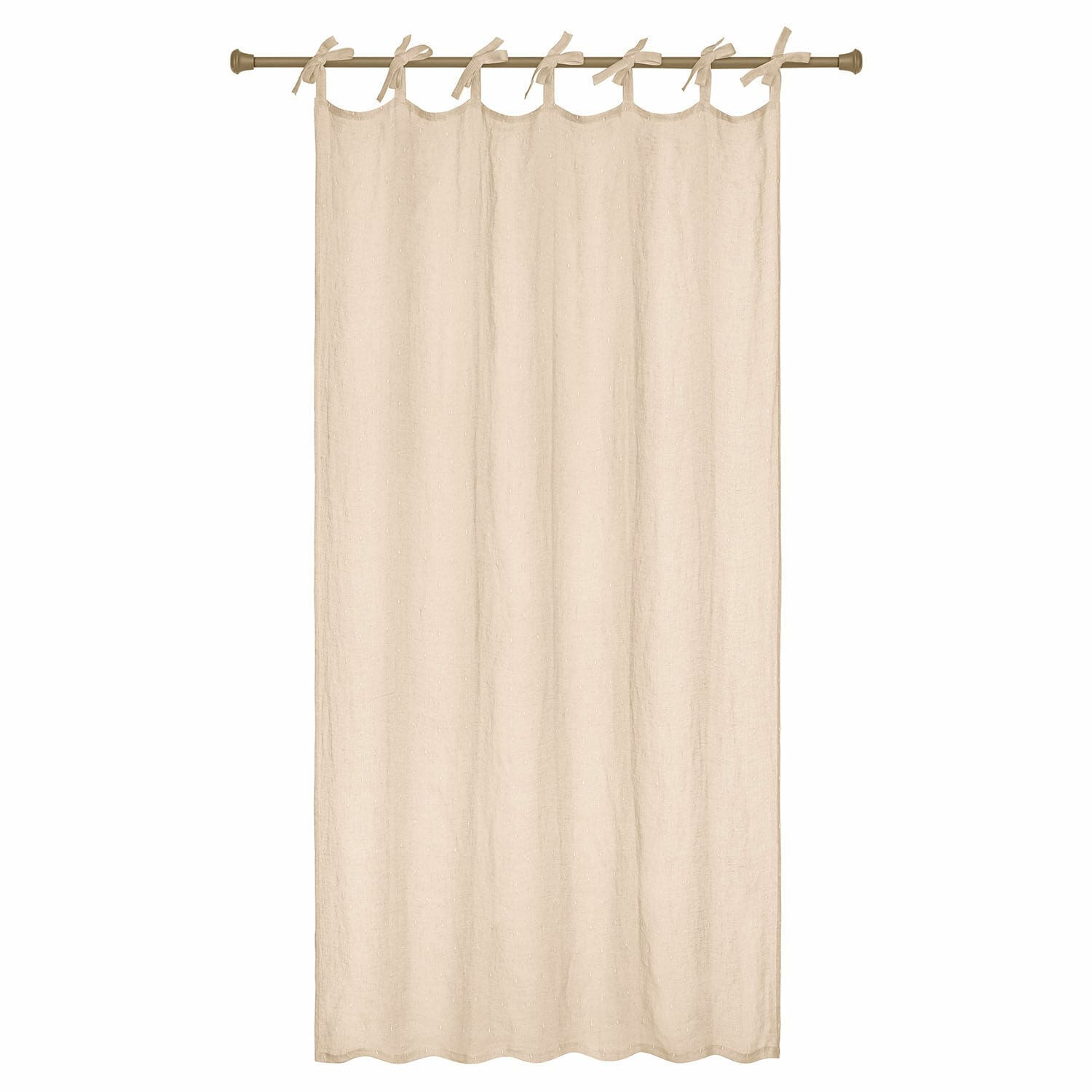 Gordijn Saphie Beige linnen gordijn met gebonden lussen voor roede, natuurlijke stof voor raamdecoratie