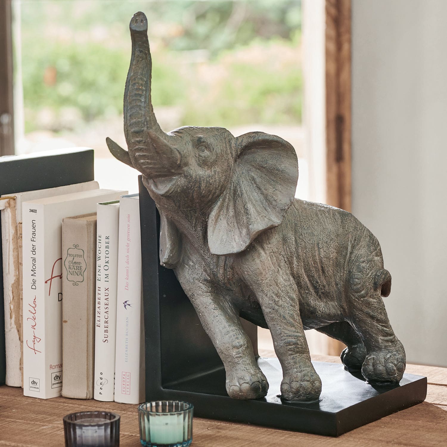 Boekensteun set van 2 Elephants