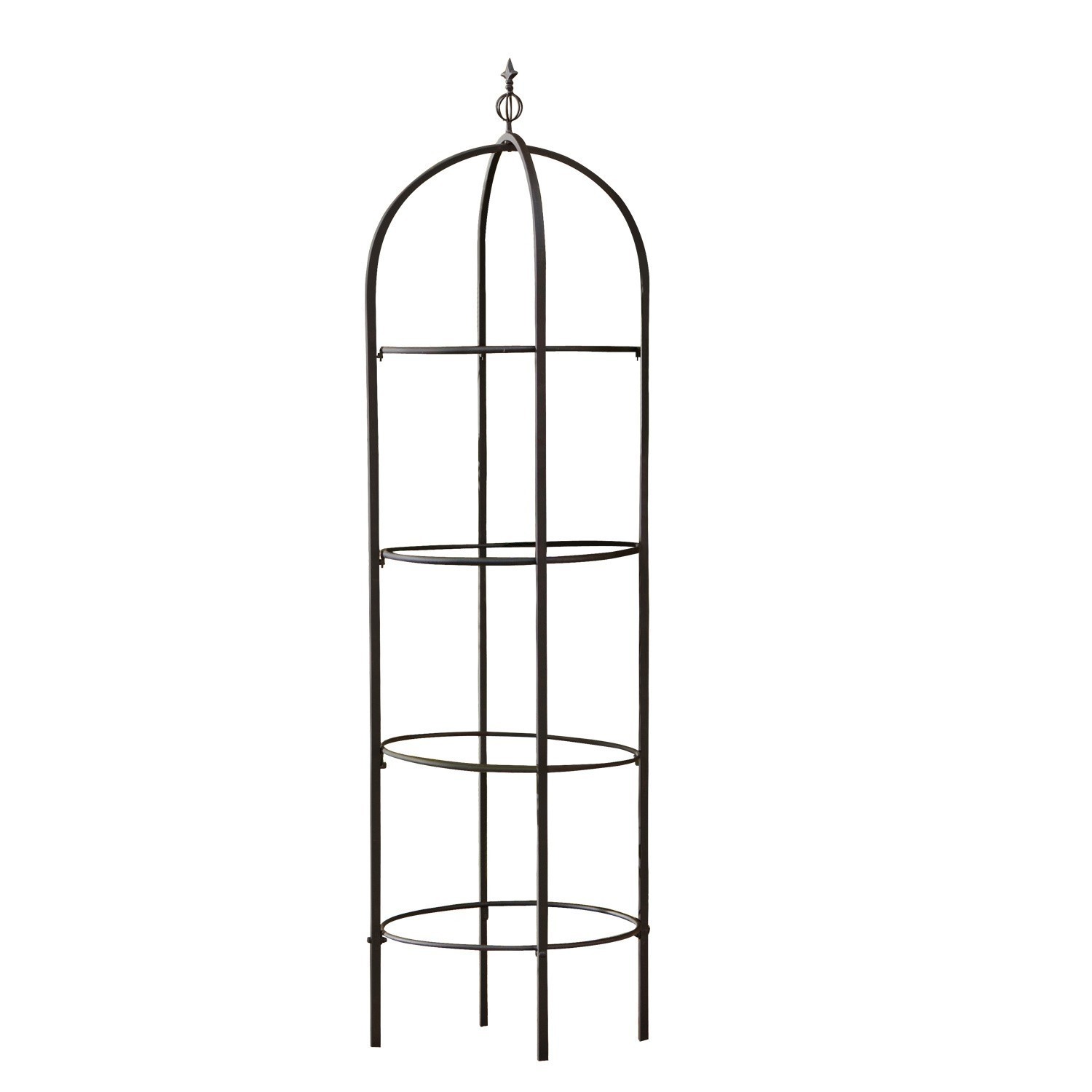 Obelisk voor klimplanten Besson Zwarte metalen tuinconstructie met drie ronde ringen voor het ondersteunen van klimplanten