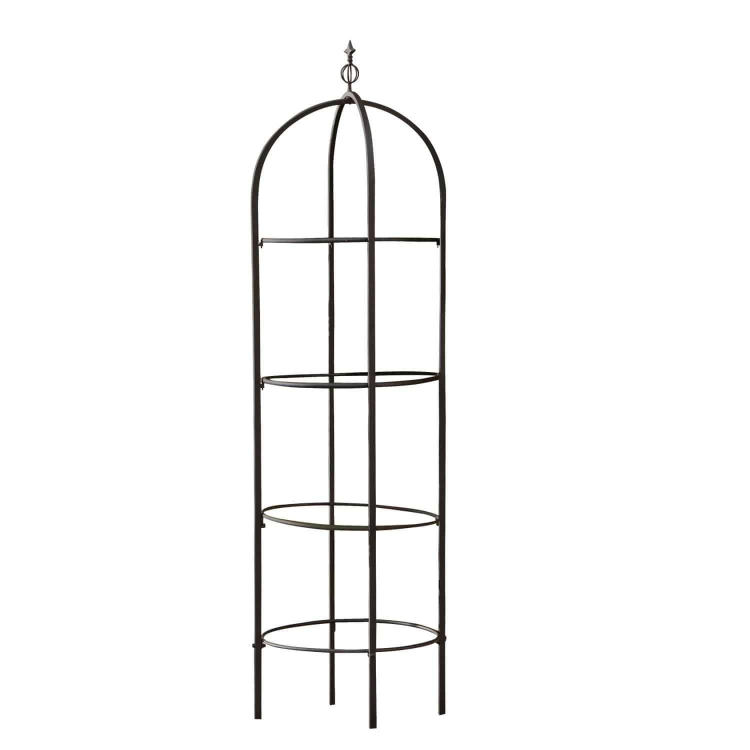 Obelisk voor klimplanten Besson Zwarte metalen tuinconstructie met drie ronde ringen voor het ondersteunen van klimplanten